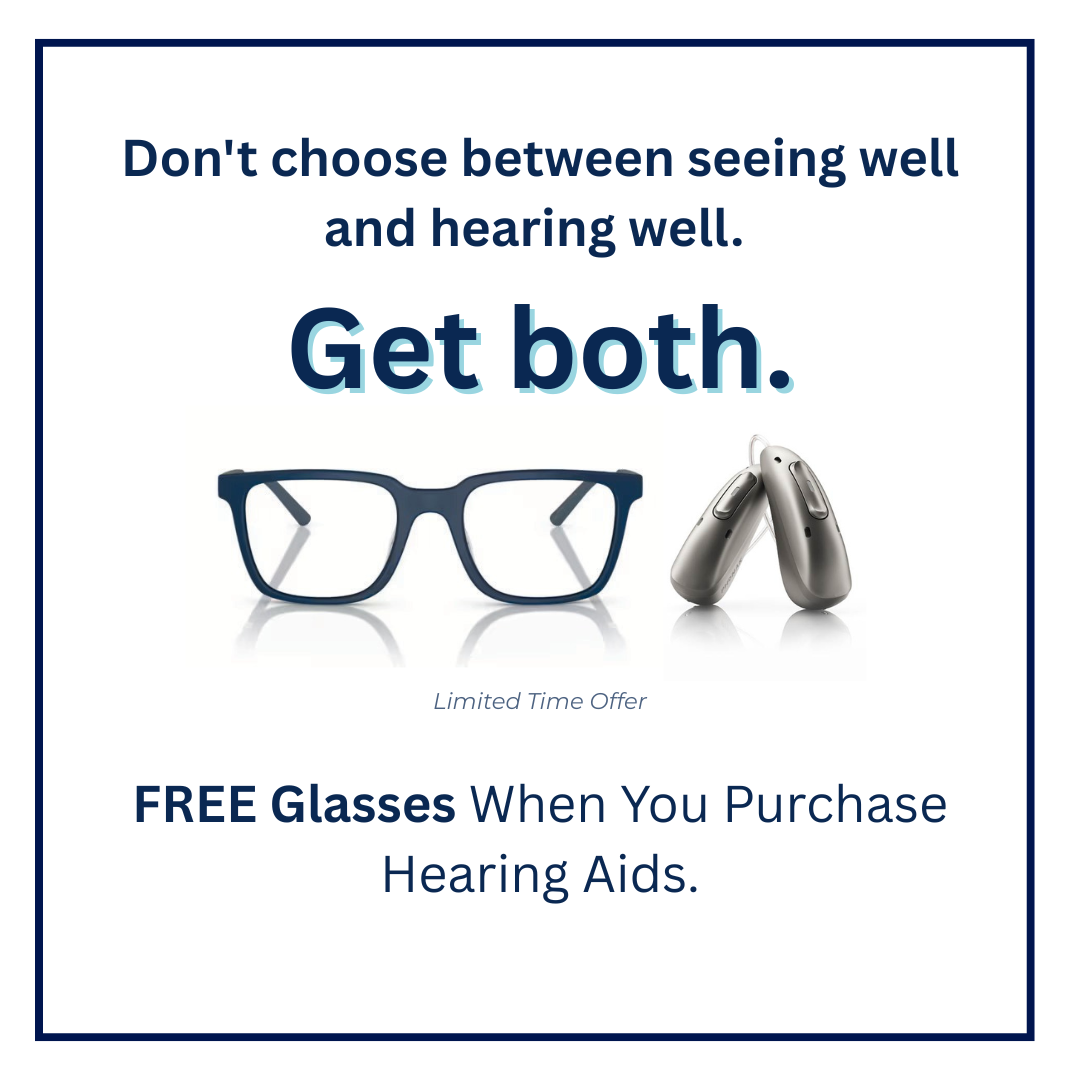 Promo graphic asking “Is it time to upgrade your hearing aids?” and “Receive Huge Savings when you trade in your hearing aid,” featuring two hearing aids and text promoting Audéo Infinio Sphere.